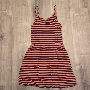 Orange and Blue Striped Dress, Size Medium